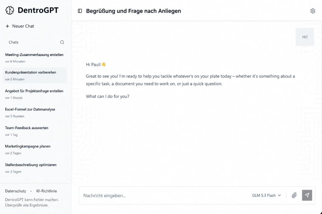 Dentro company chat interface
