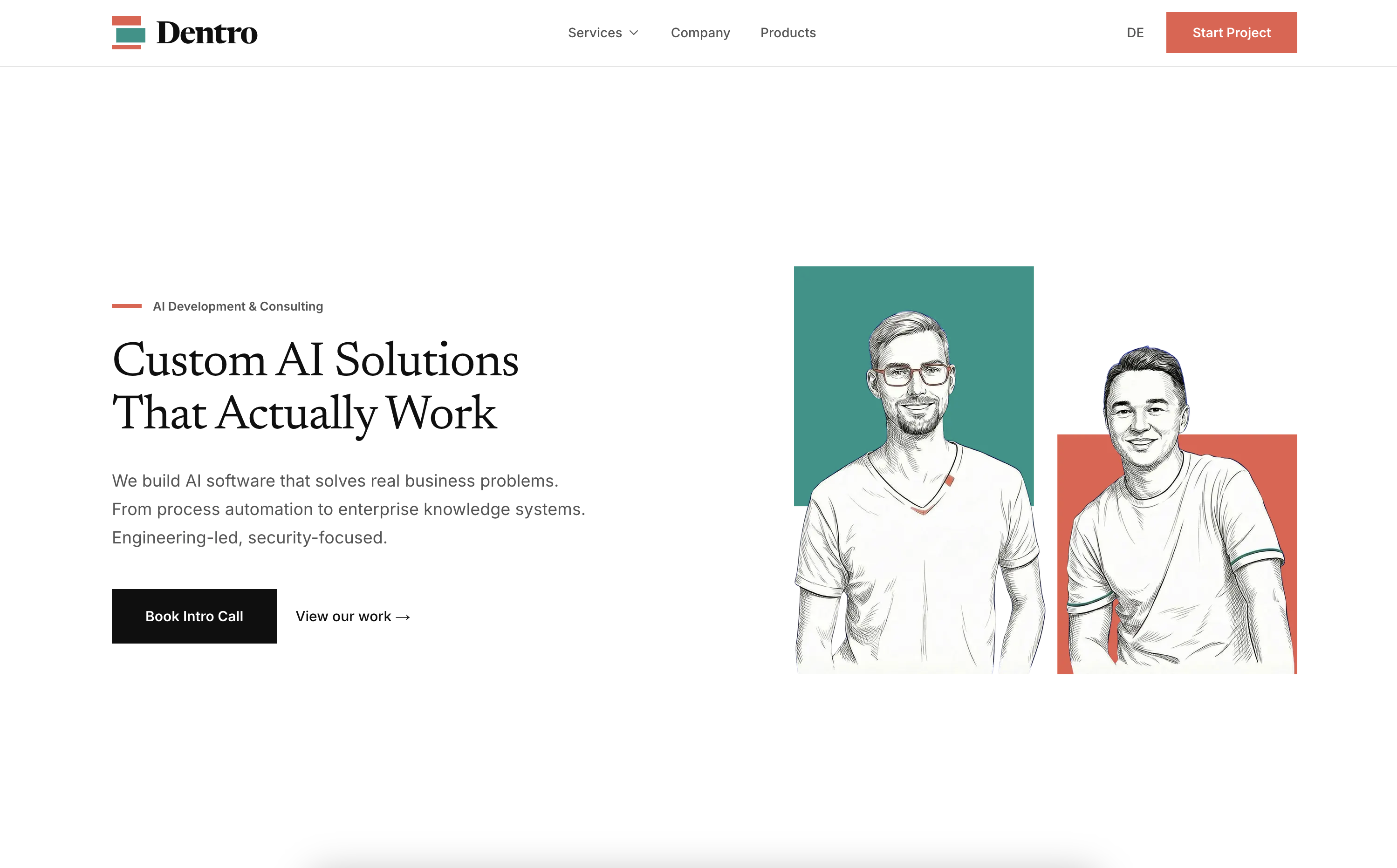 Dentro website design created with AI